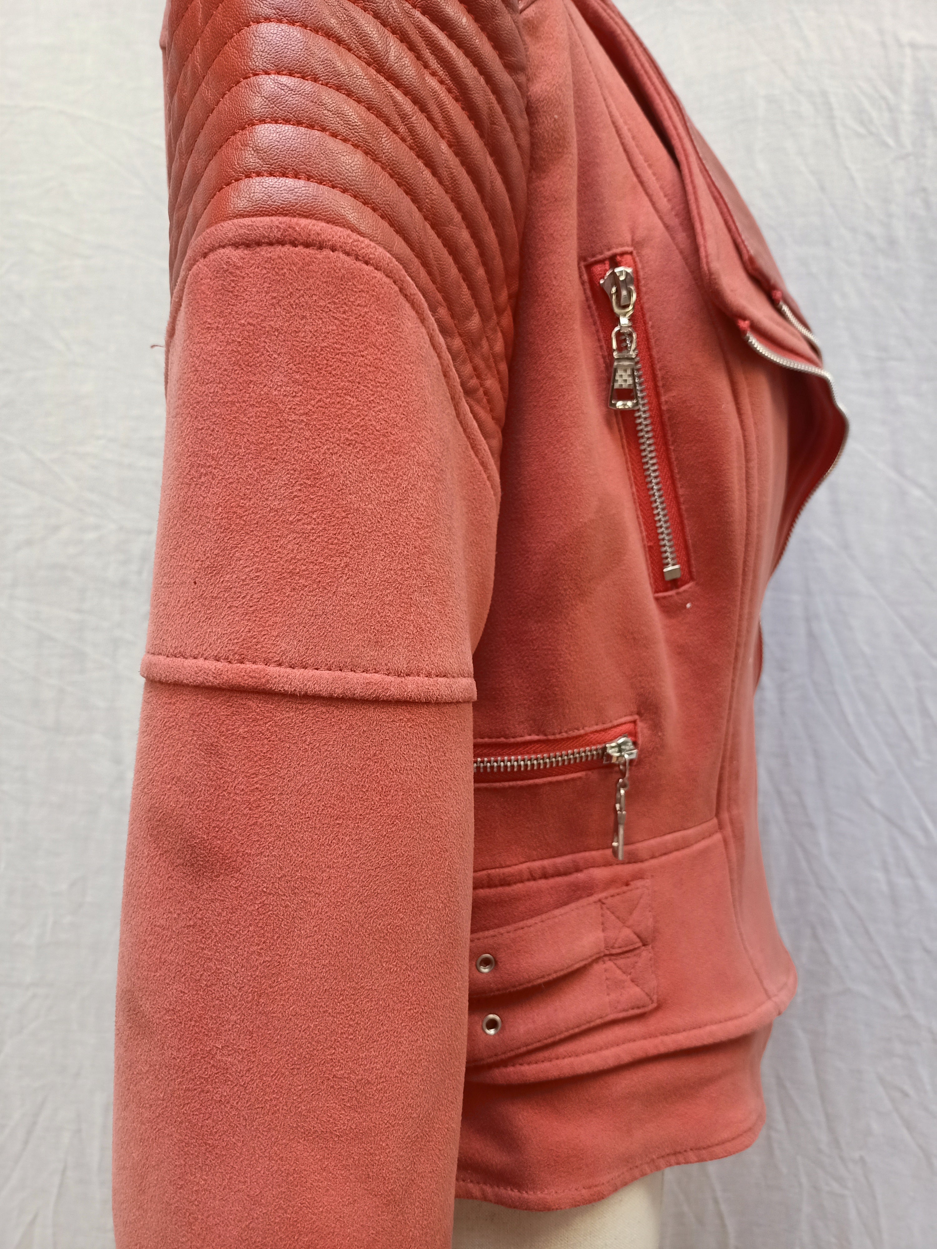 Red Faux Suede Jacket