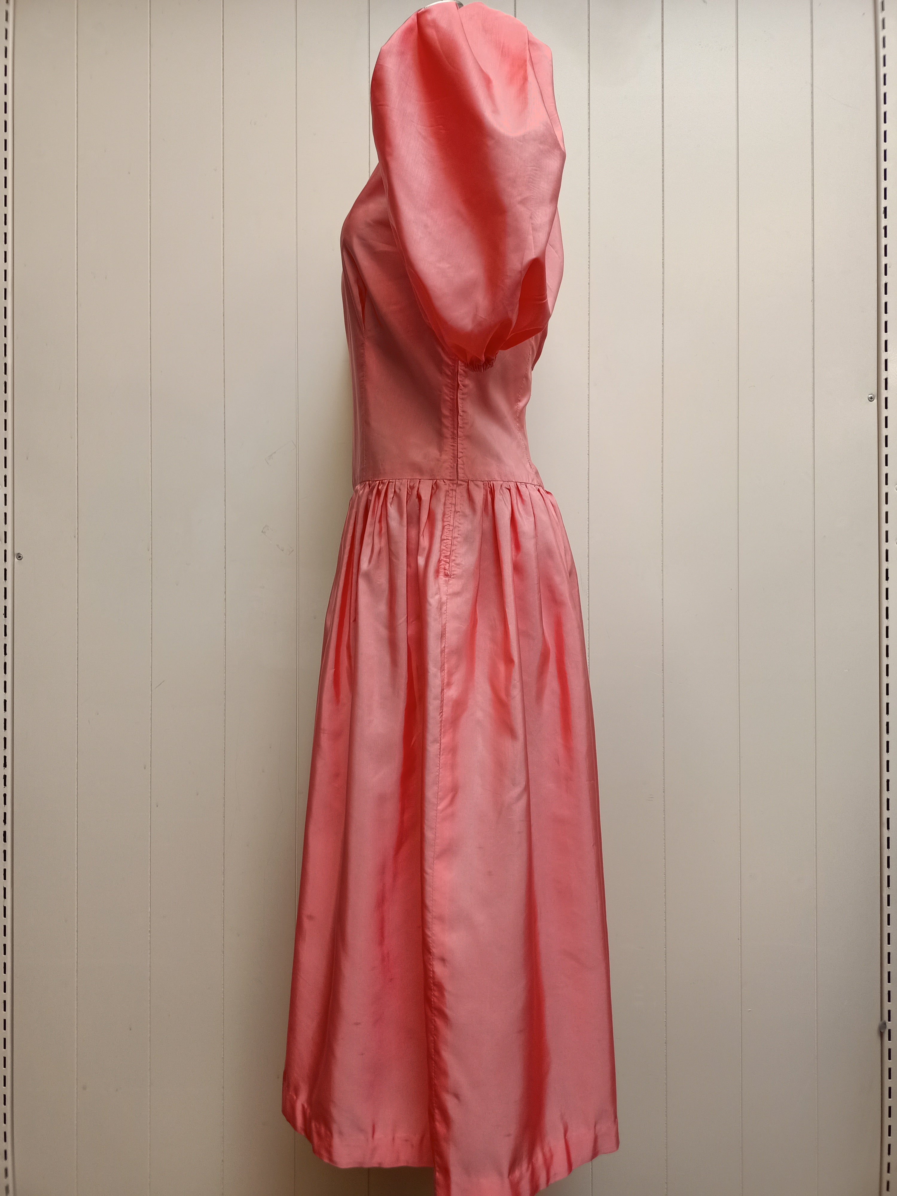 Vintage Coral Taffeta Dress