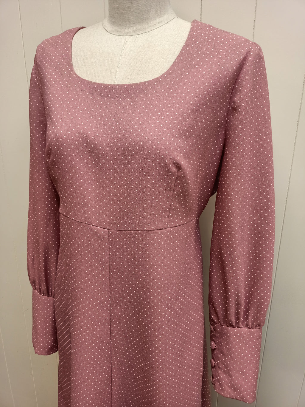 Vintage Pink Polka Dot Maxi Dress
