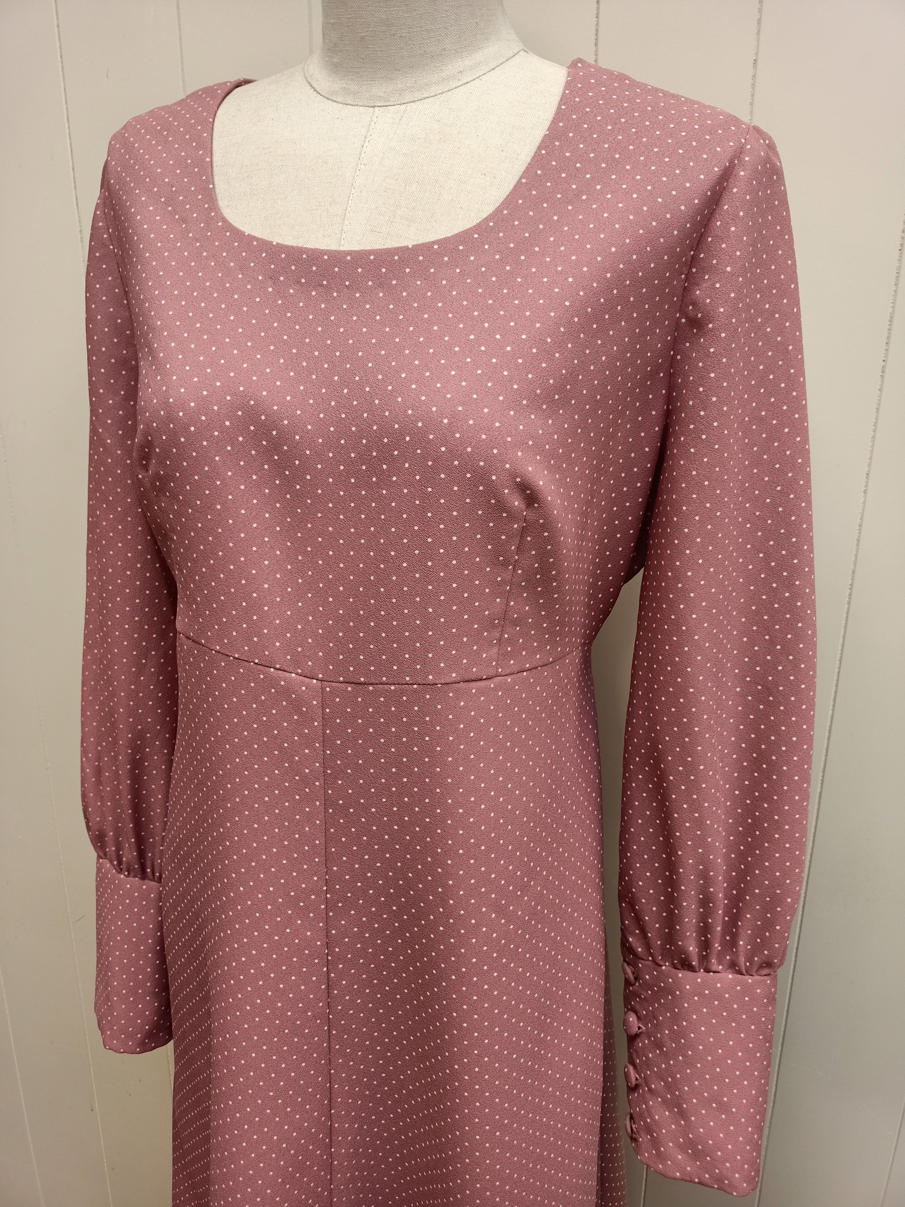 Vintage Pink Polka Dot Maxi Dress