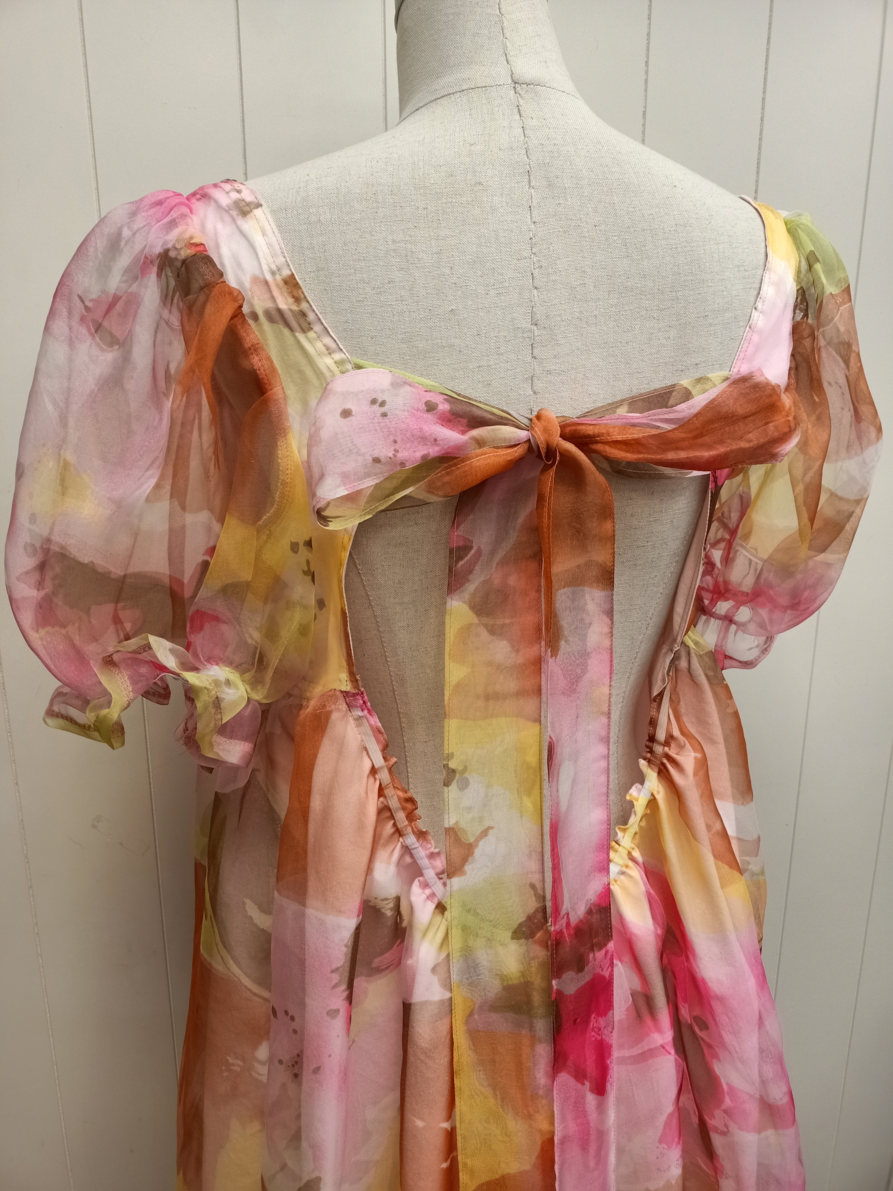 Remnants Pink Abstract Silk Dumpling Dress