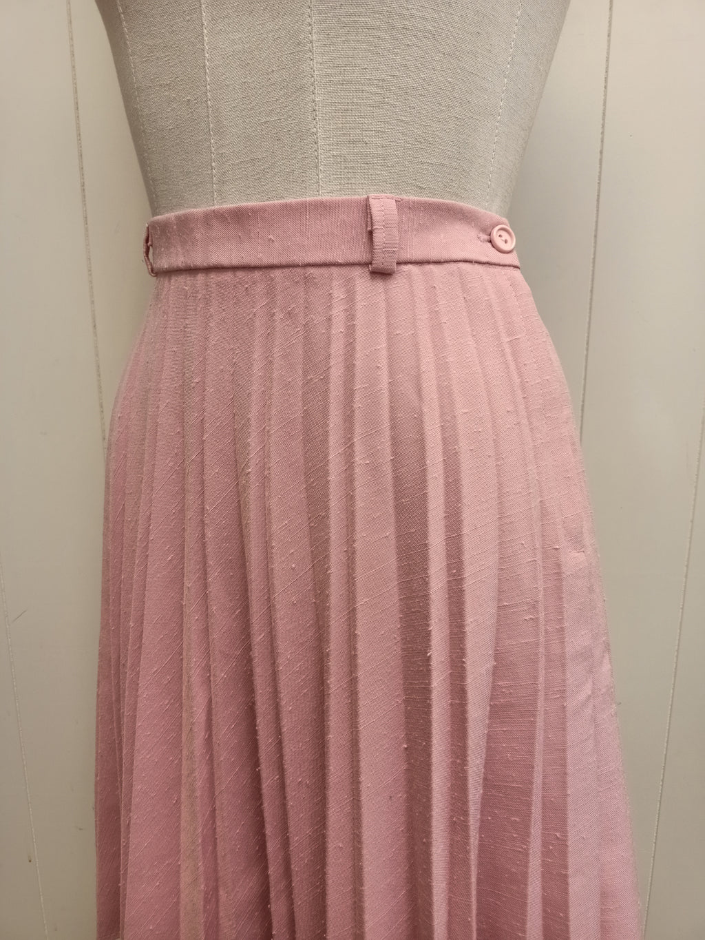 Vintage Pink Slub Pleat Skirt