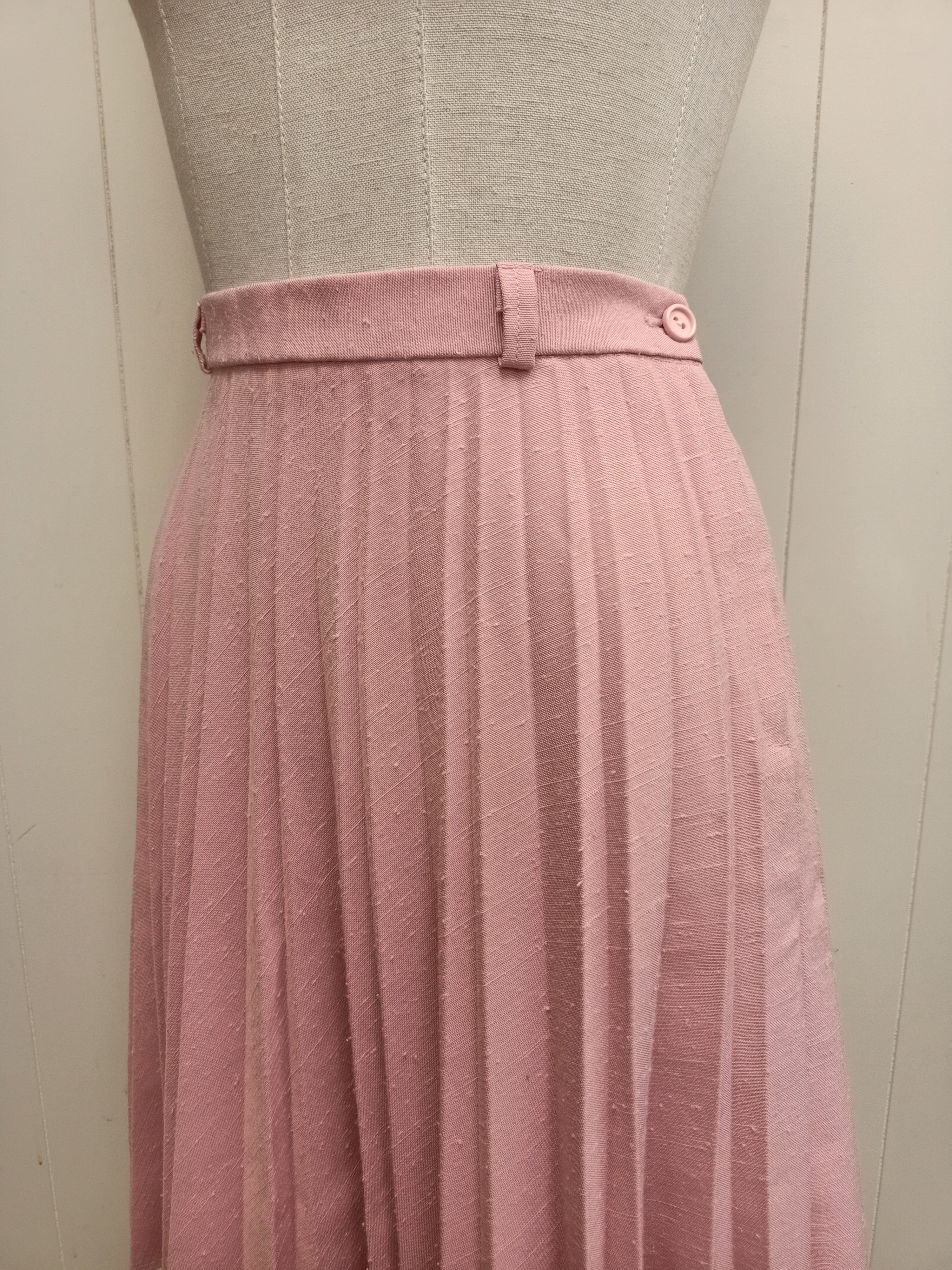 Vintage Pink Slub Pleat Skirt