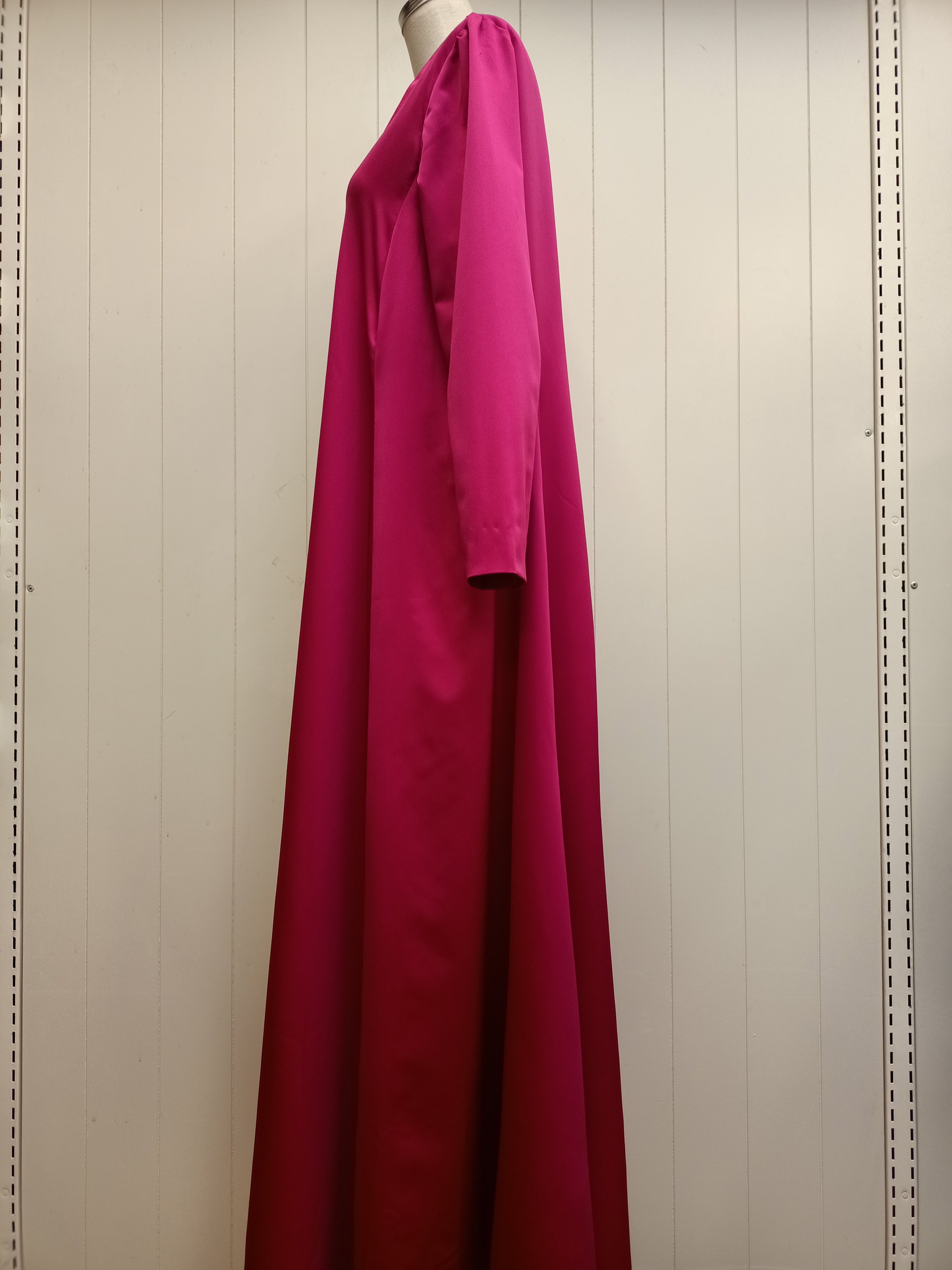 Vintage Magenta Satin Tent Maxi Dress