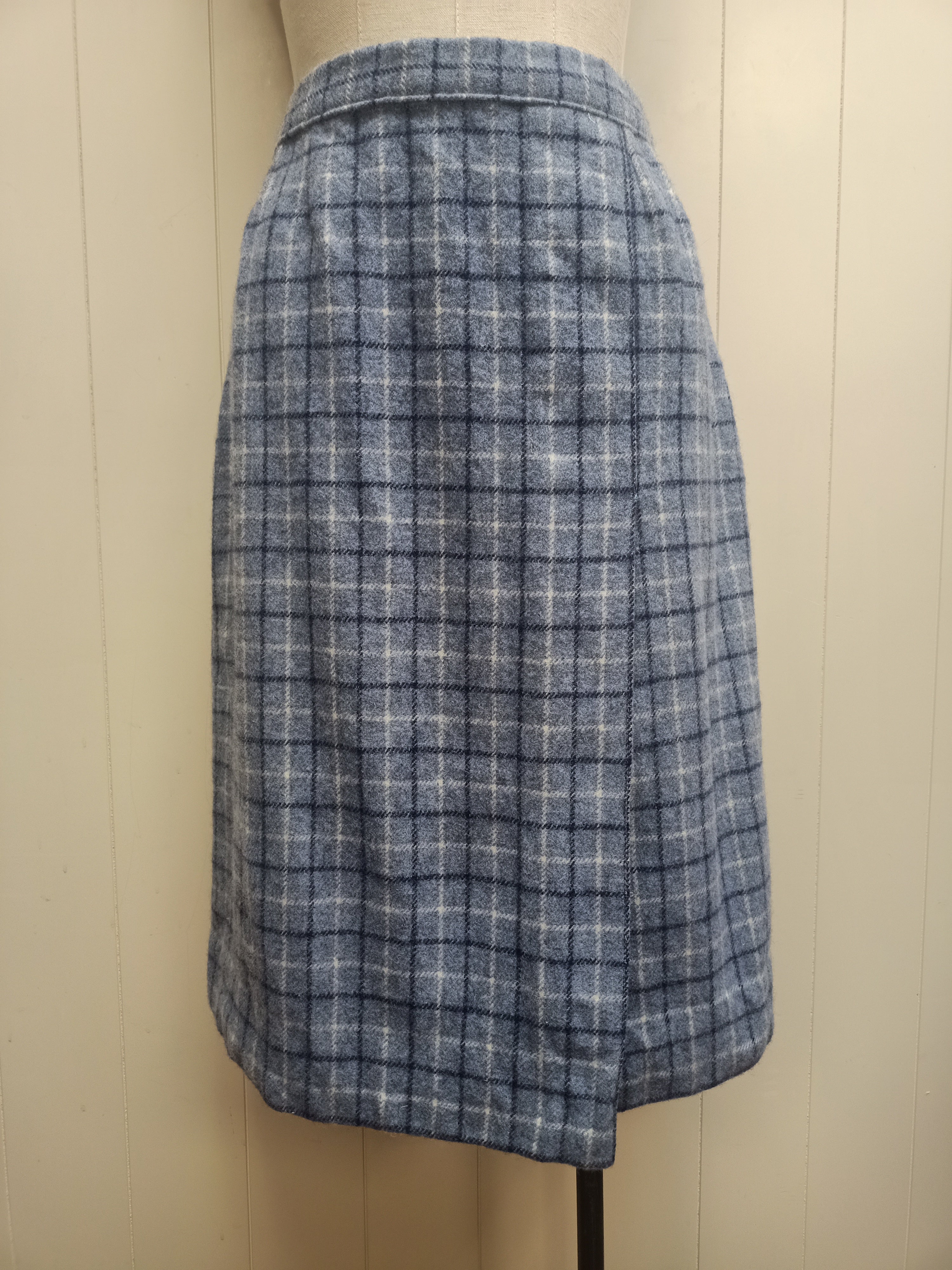 Vintage Pale Blue Plaid Skirt
