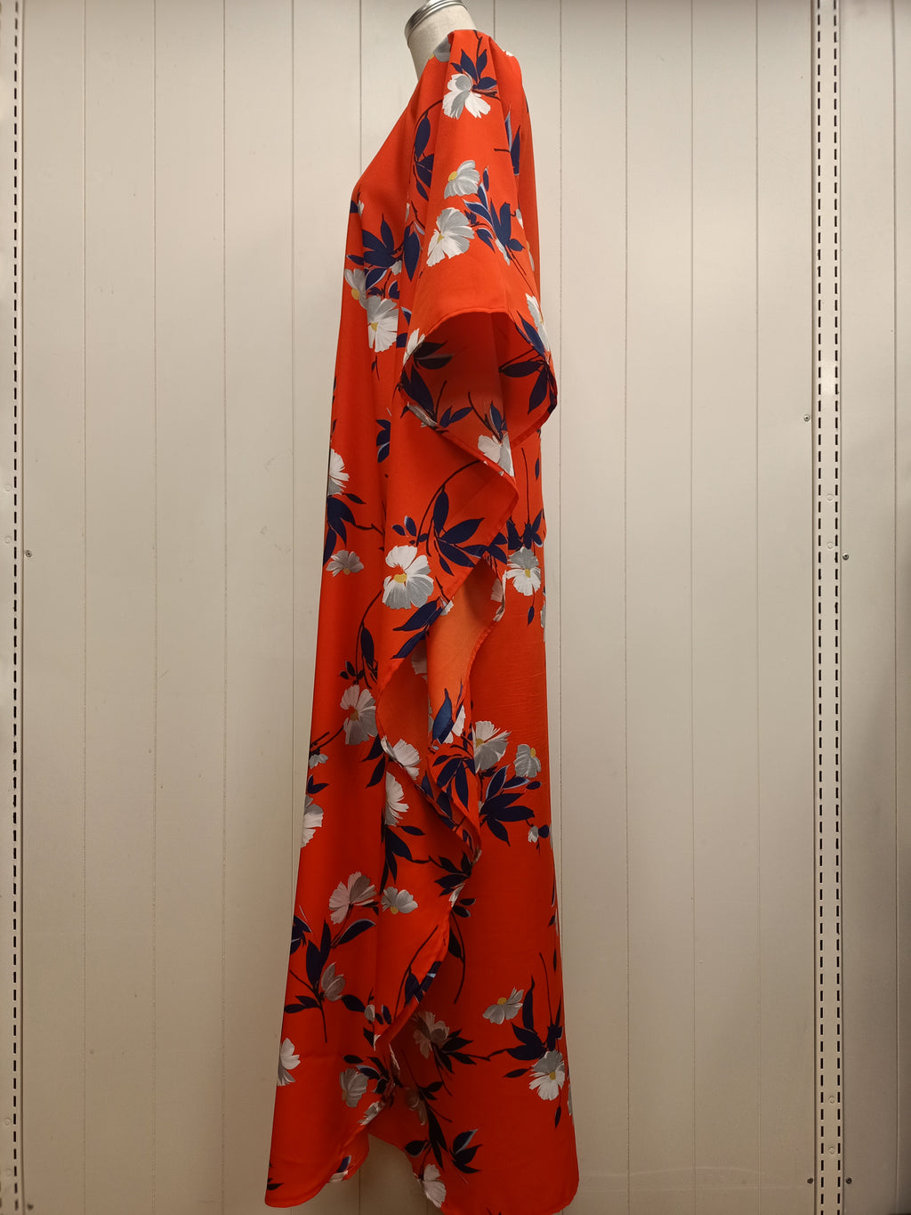 Vintage Orange Navy Caftan Maxi Dress