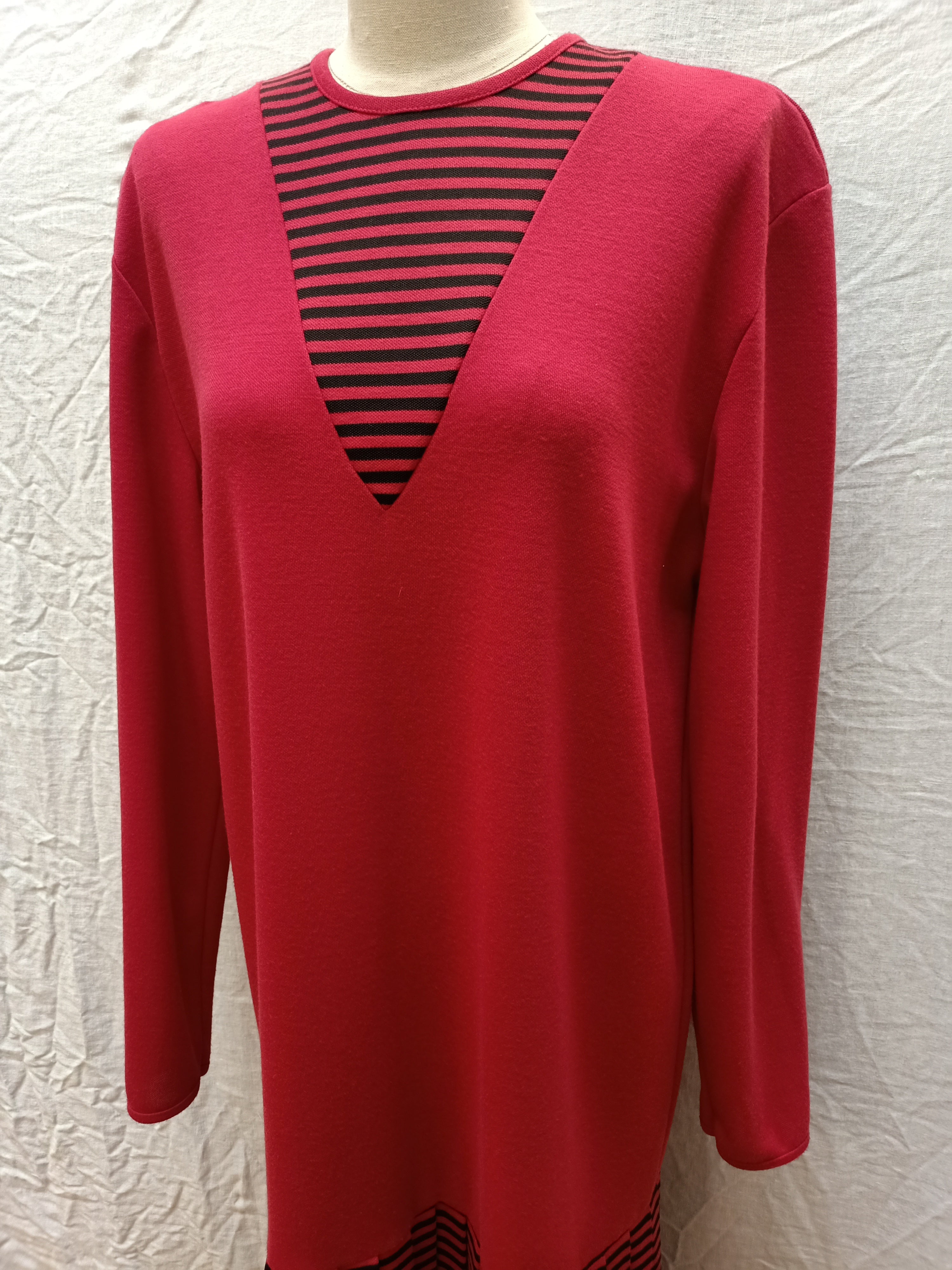 Vintage Burgundy Striped Dress
