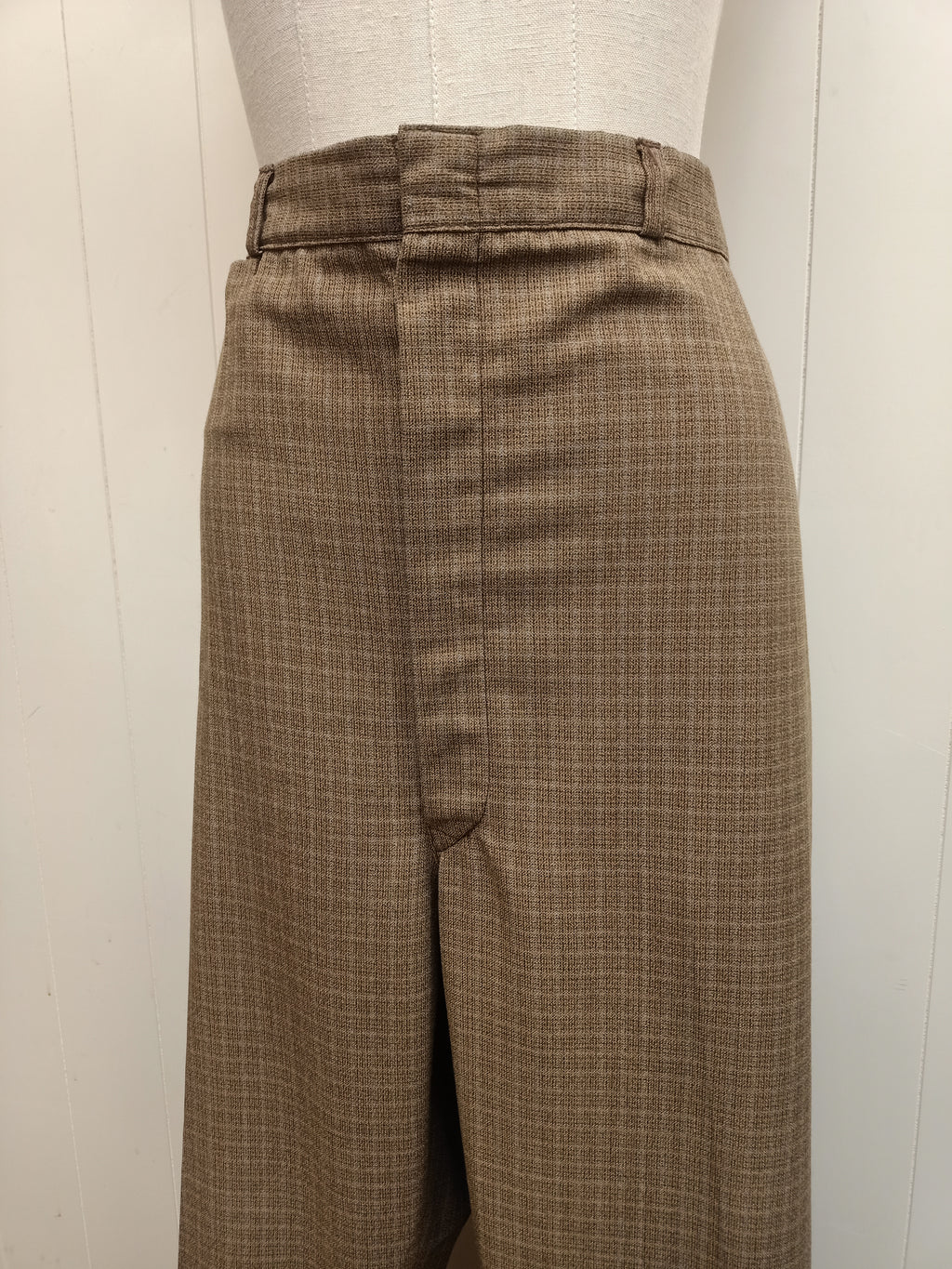Vintage Mens Brown Fine Check Pants