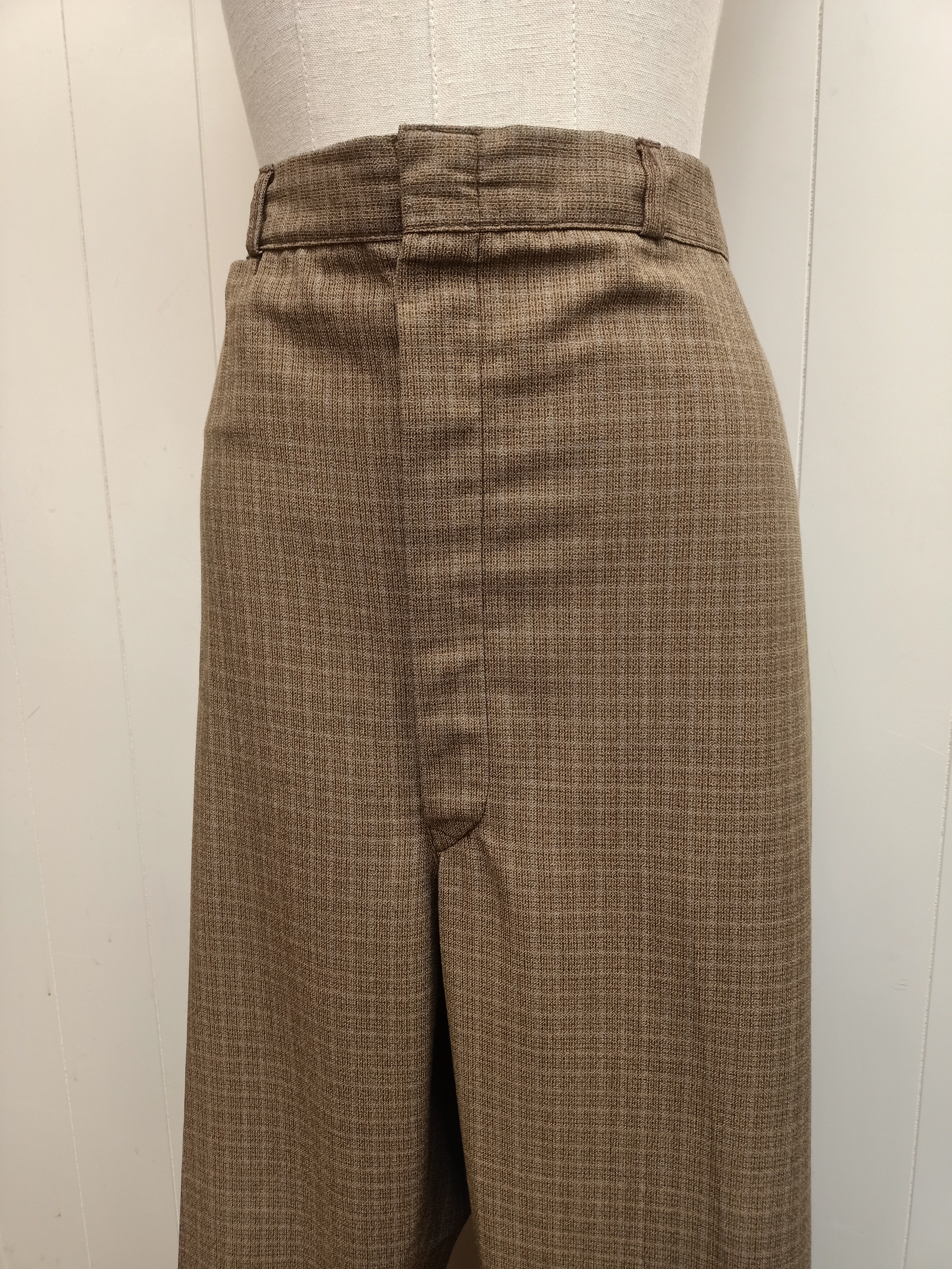 Vintage Mens Brown Fine Check Pants