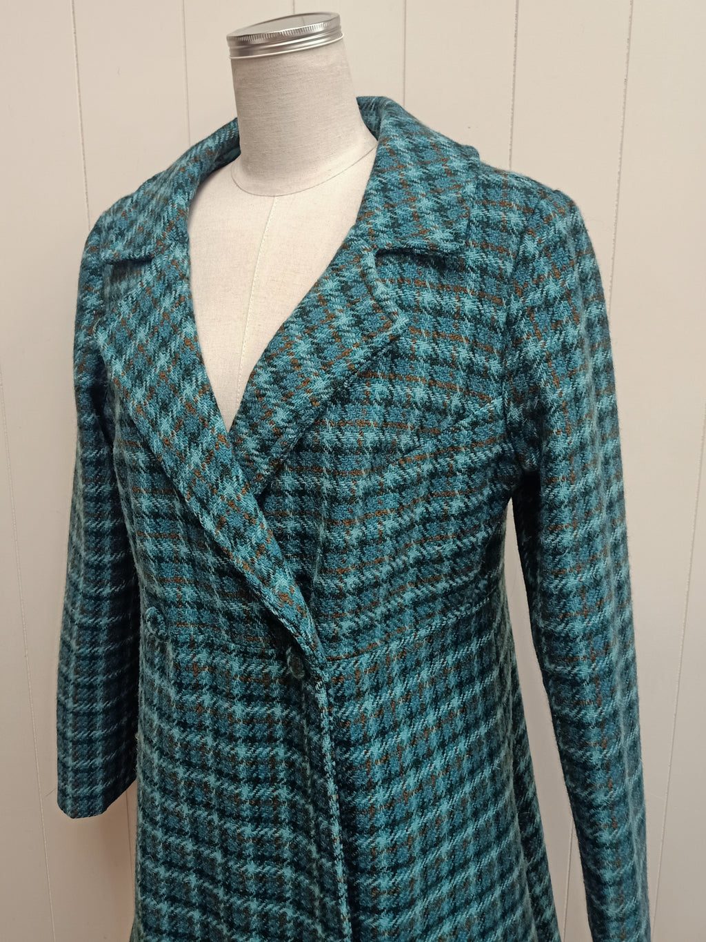 Vintage Teal Plaid Coat
