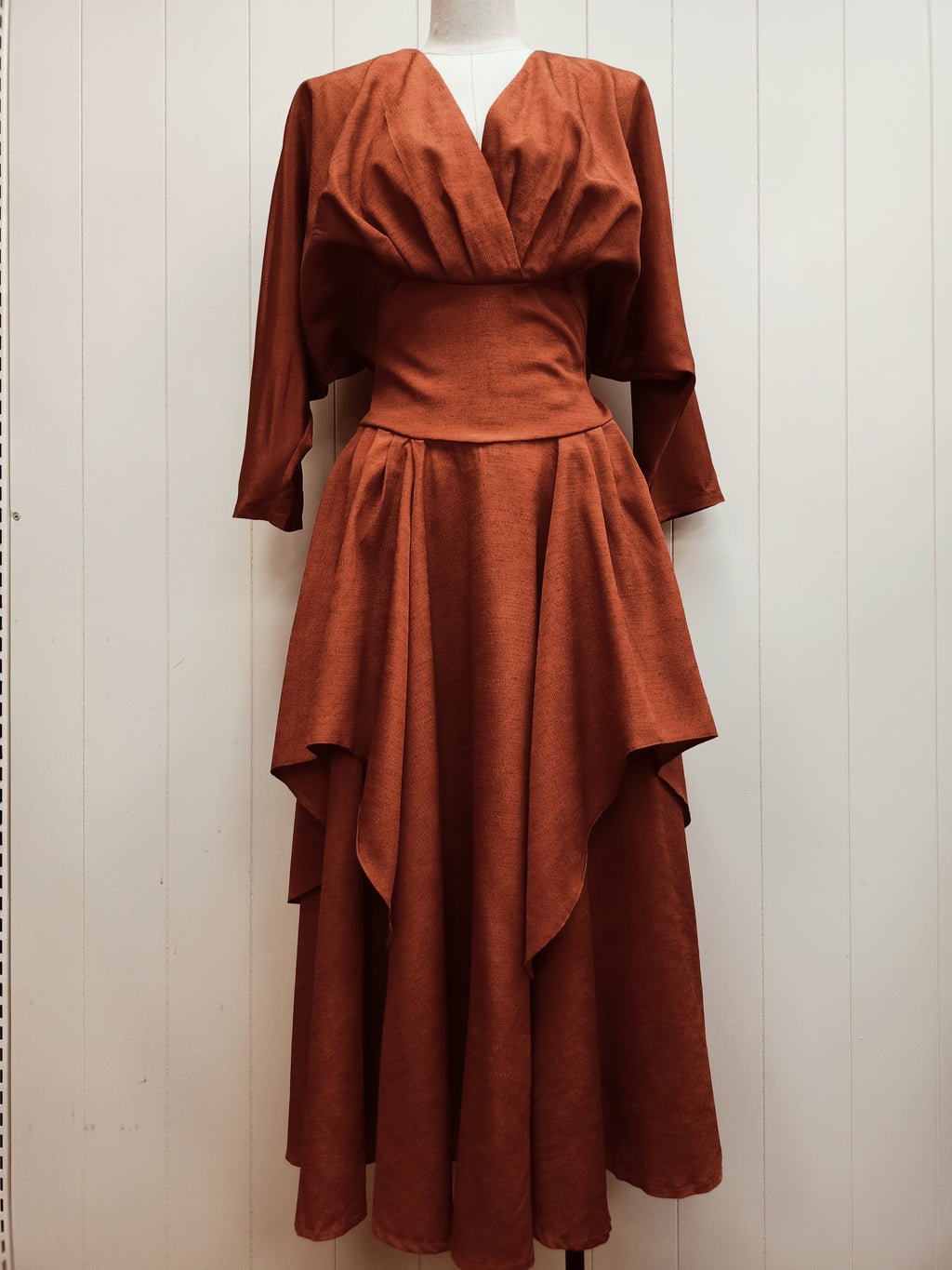 Vintage Ascot Copper Slub Satin Dress