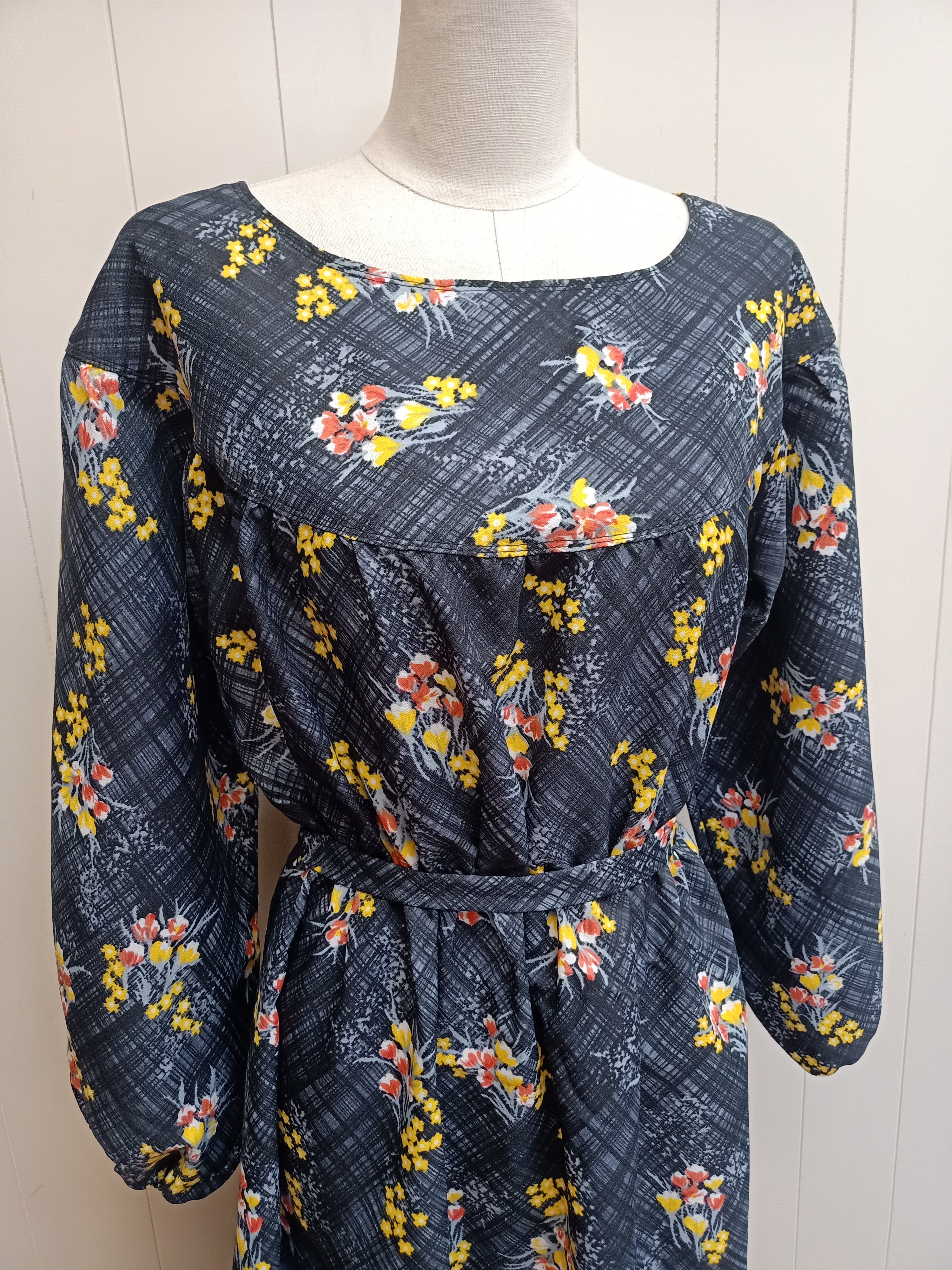 Vintage Crosshatch Floral Maxi Dress