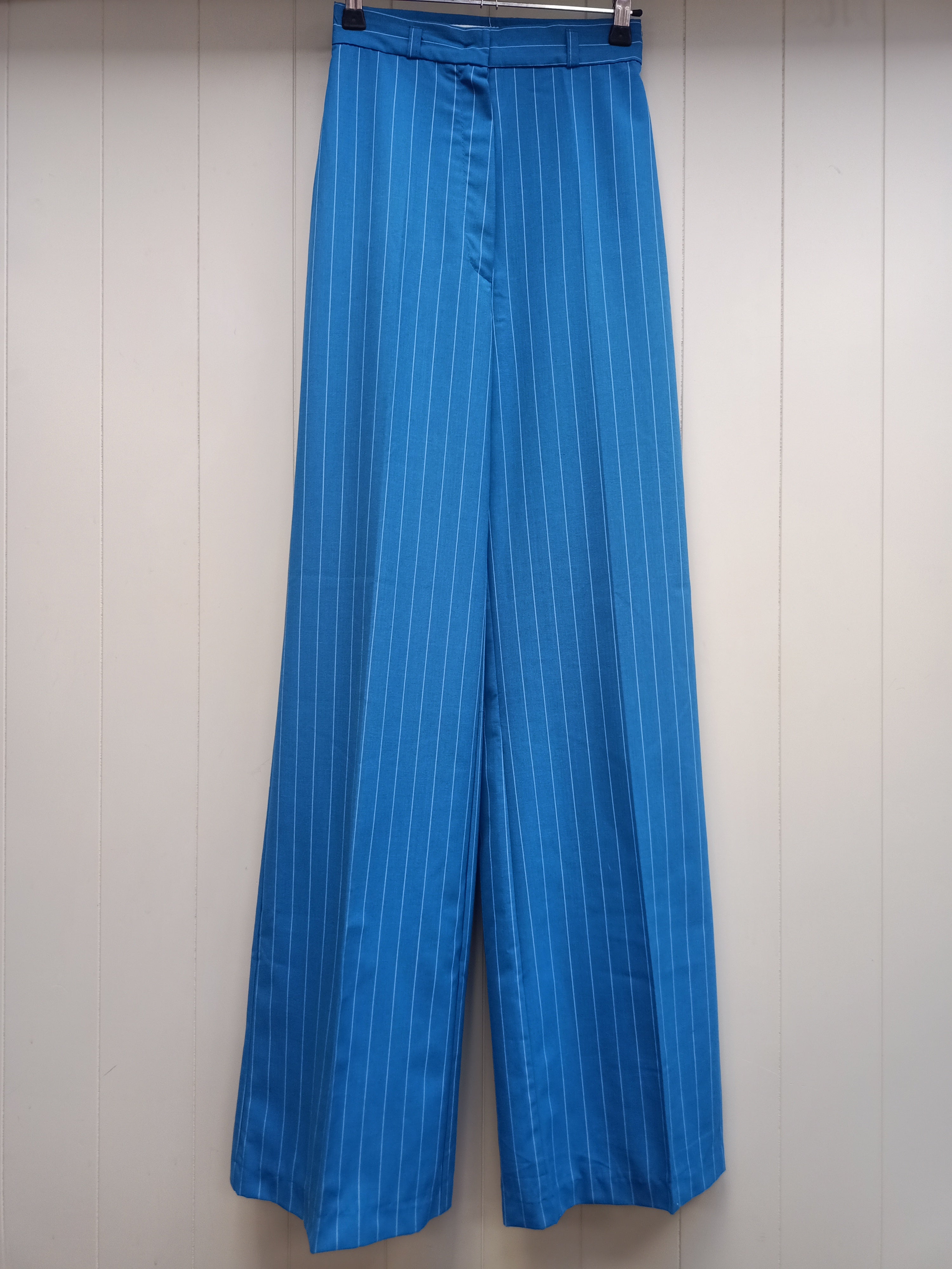 Vintage Blue Pinstriped Wide Leg Pants