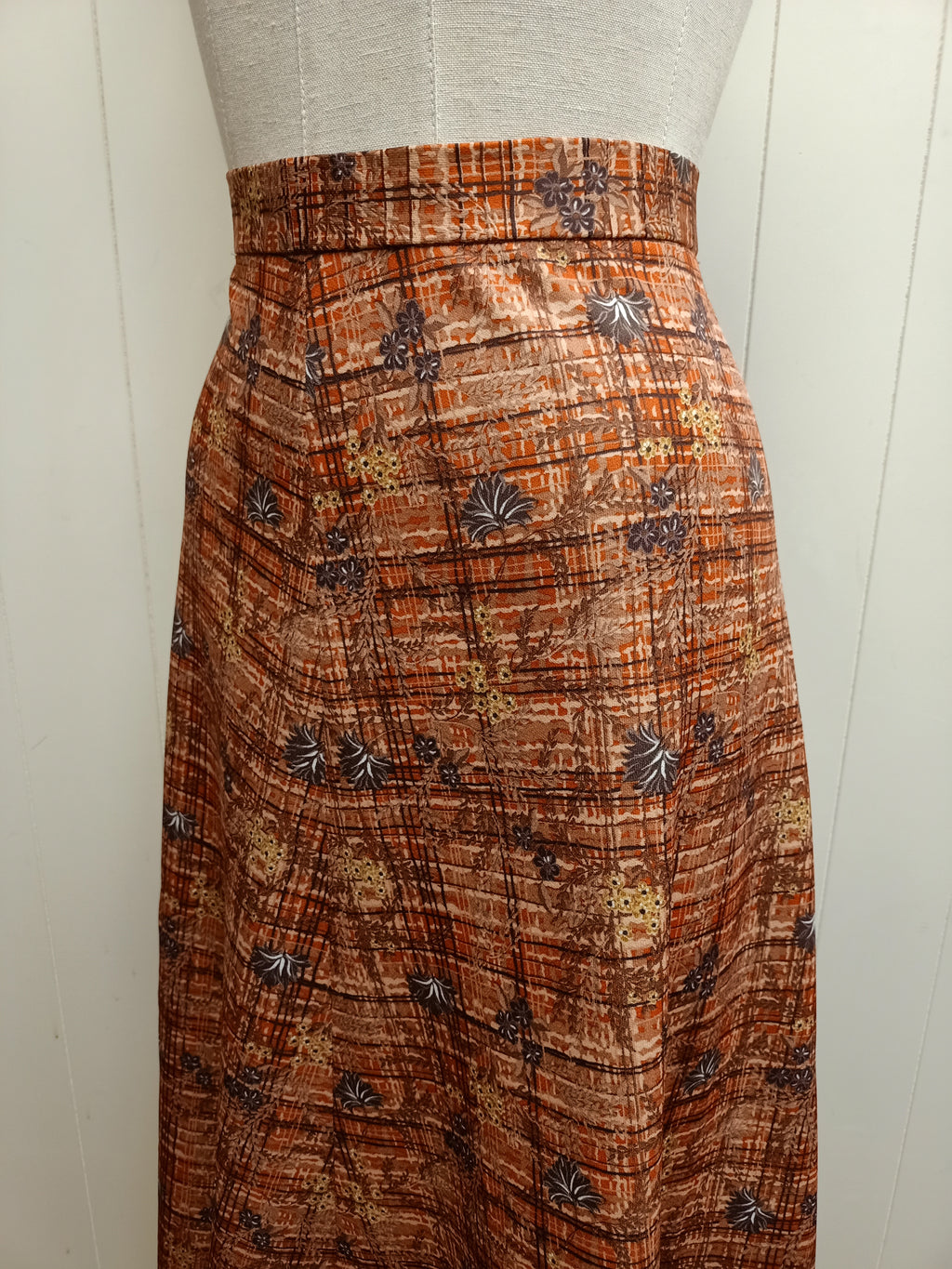 Vintage Crosshatch Orange & Brown Skirt