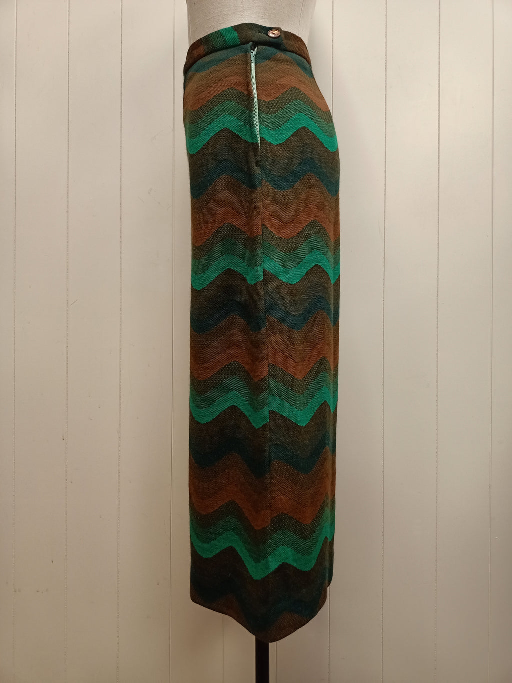 Vintage Green & Brown Wave Skirt