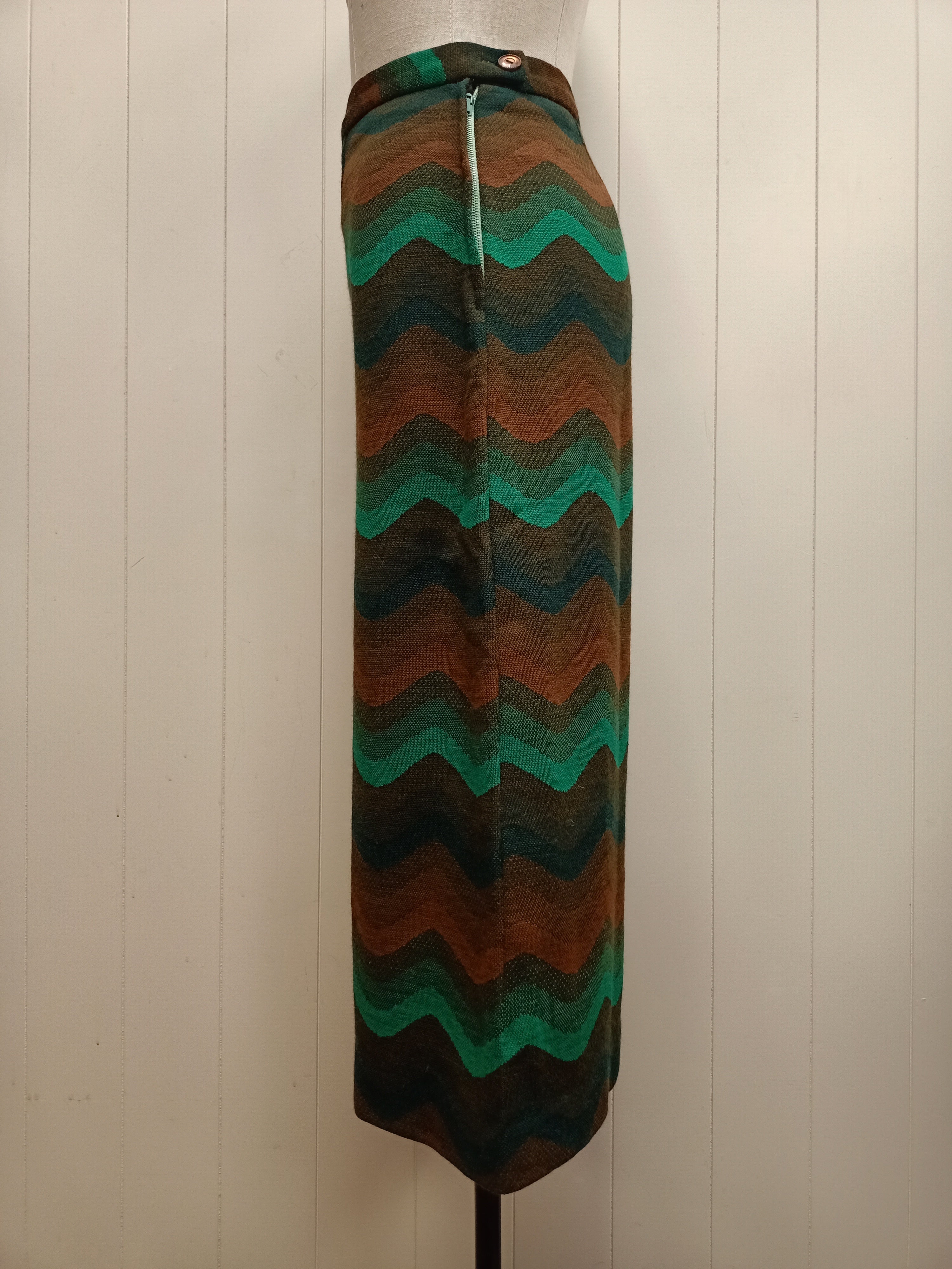 Vintage Green & Brown Wave Skirt