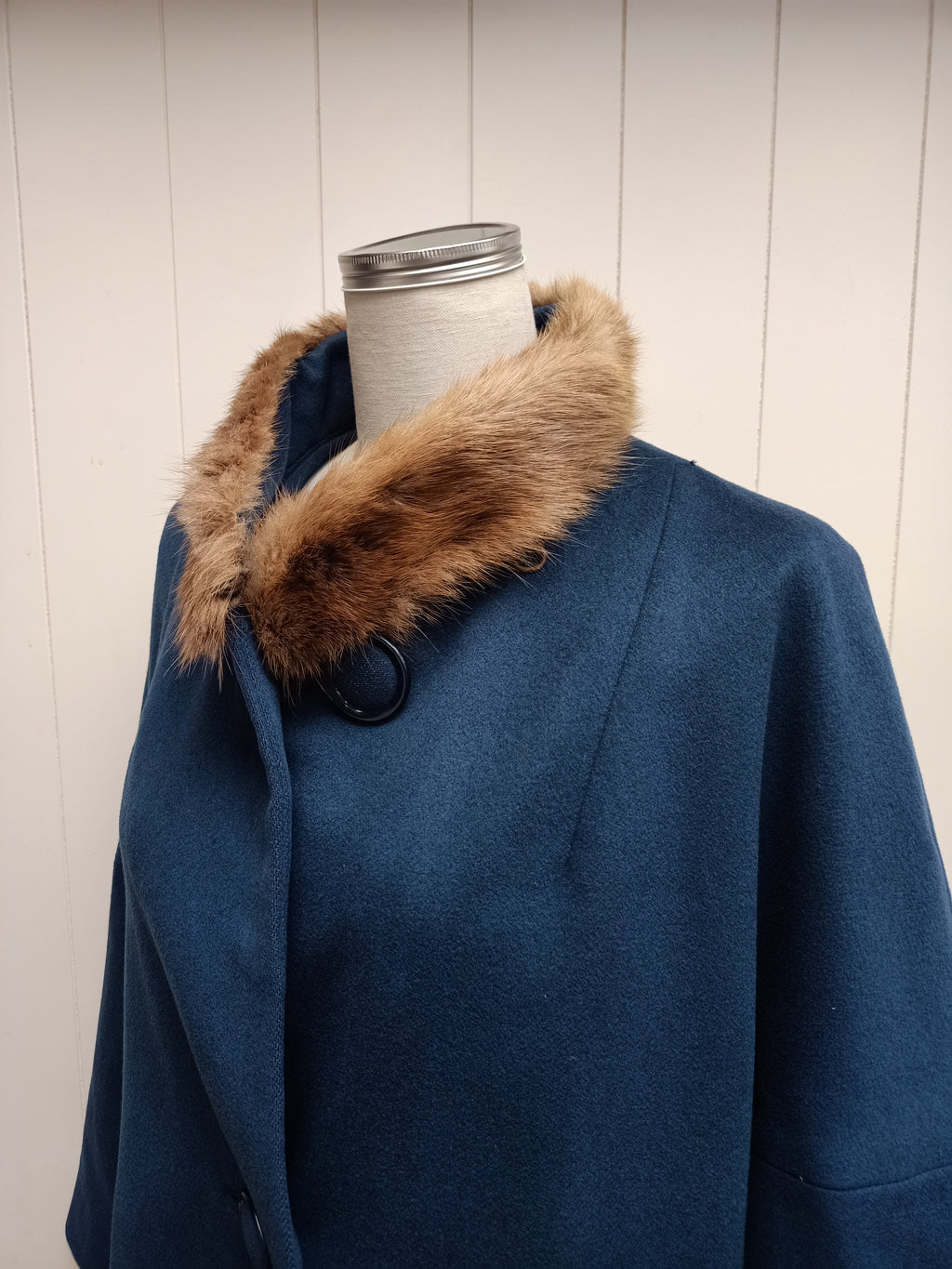 Vintage Van Roli Teal & Fur Coat