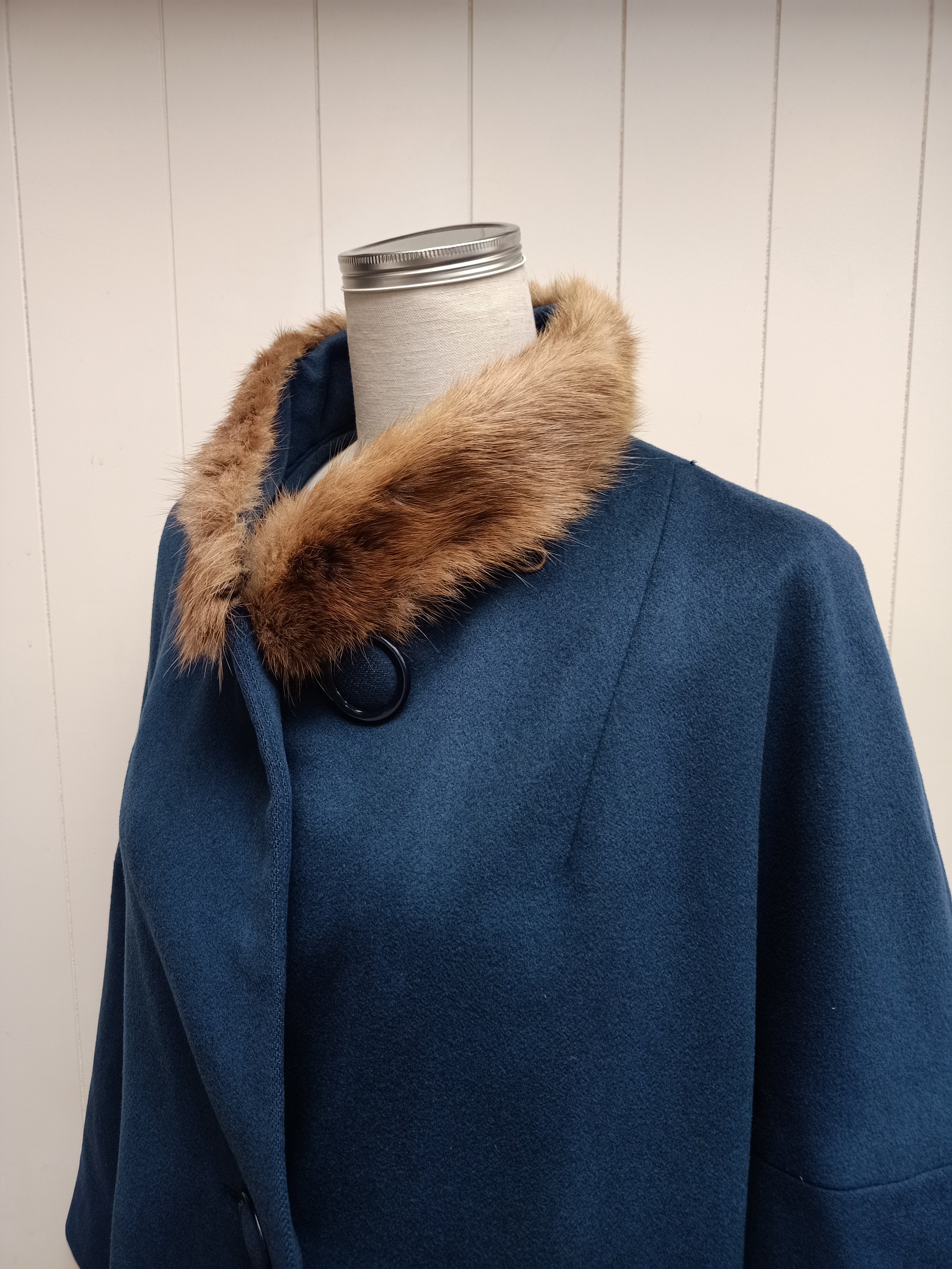 Vintage Van Roli Teal & Fur Coat
