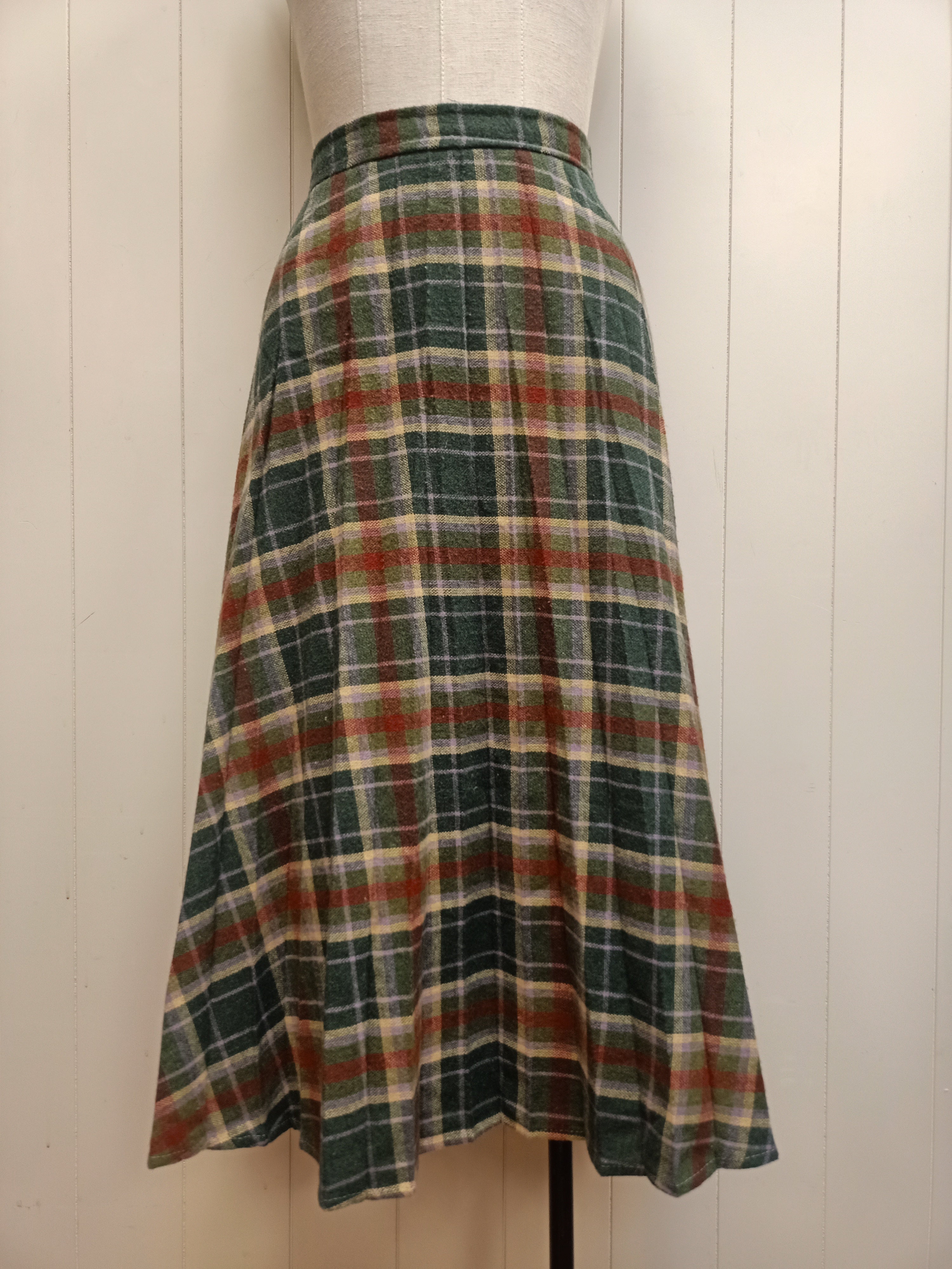 Vintage Green Plaid Skirt