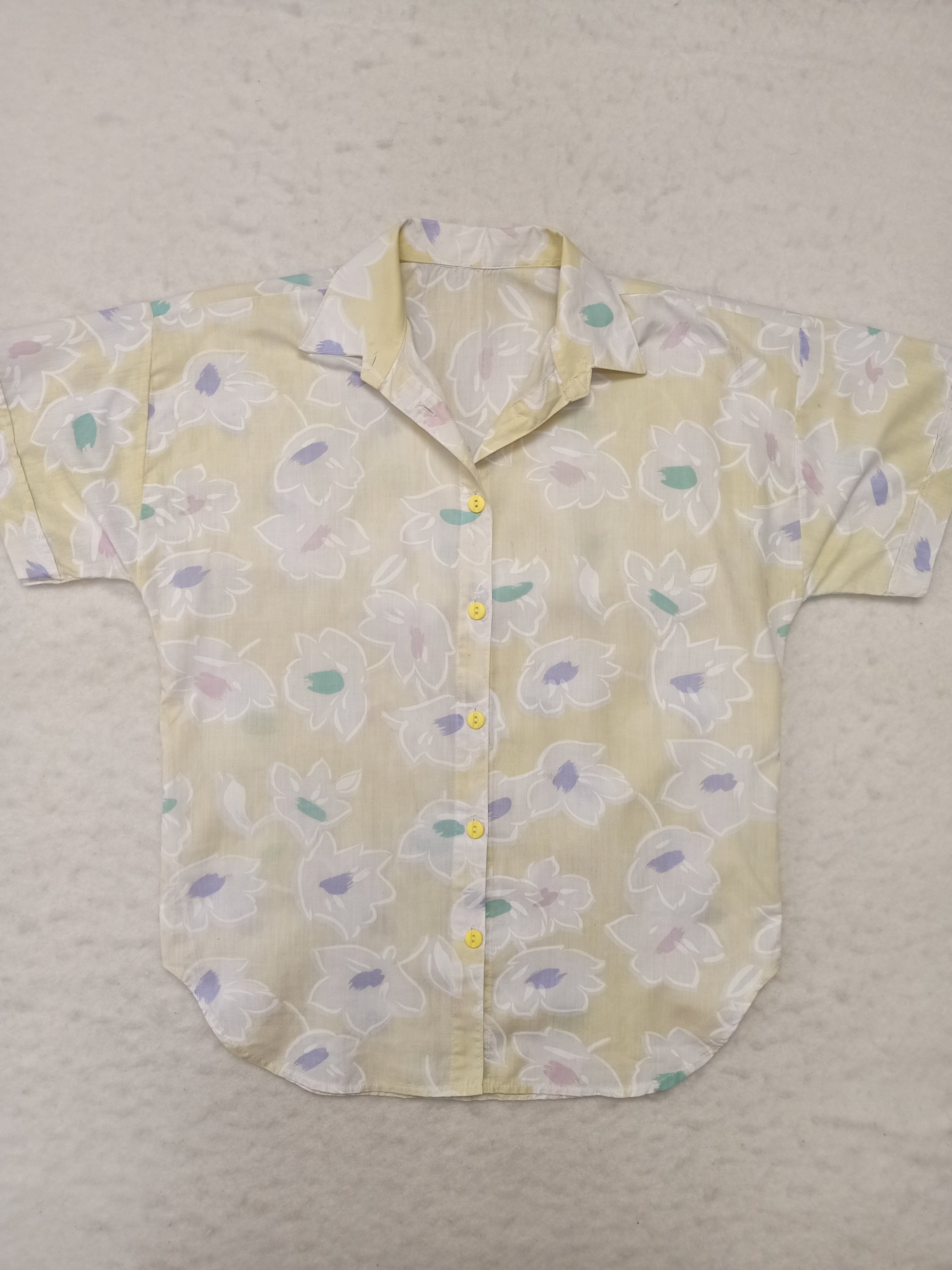 Vintage Yellow Abstract Floral Shirt