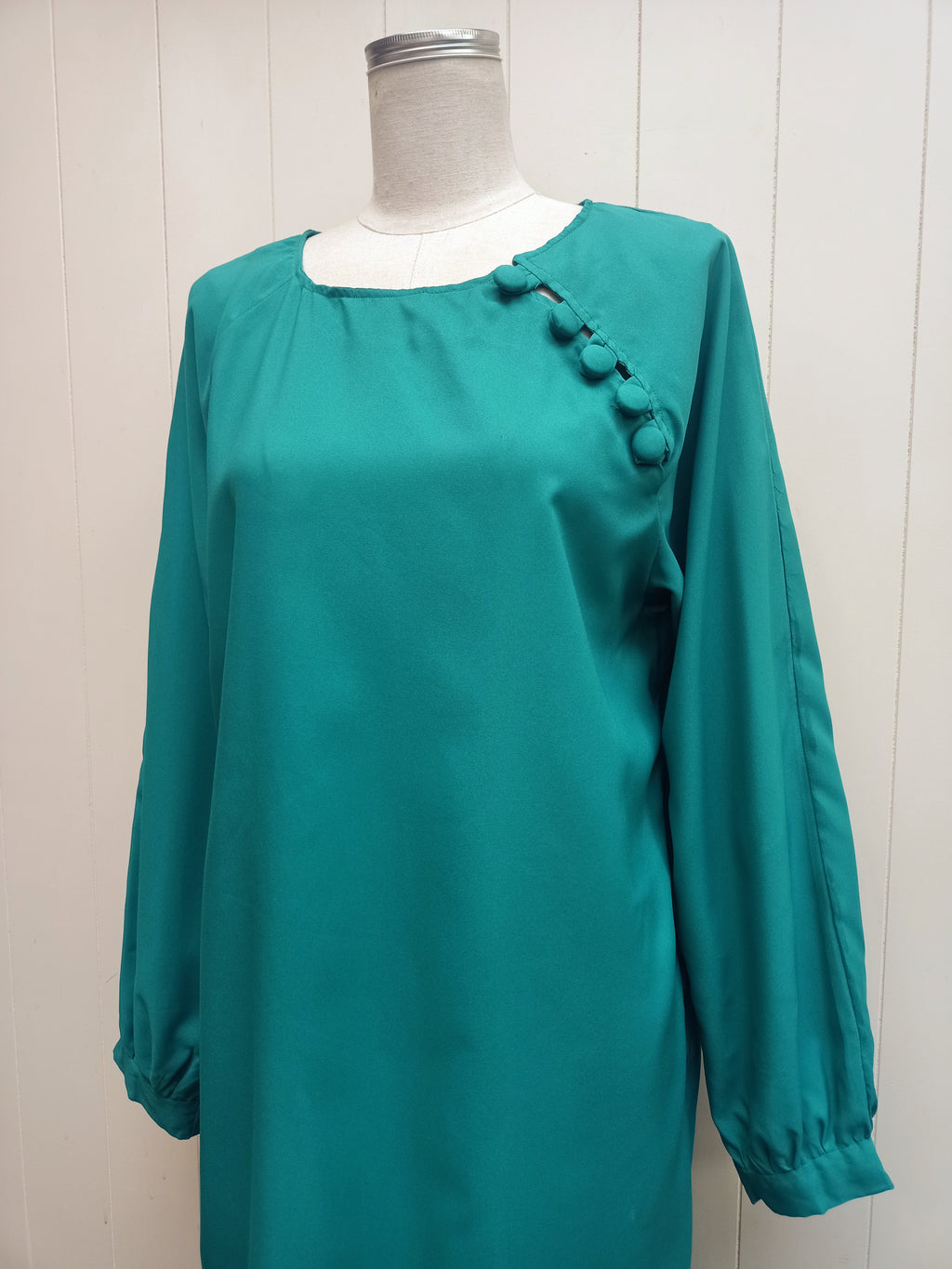 Vintage Teal Button Dress