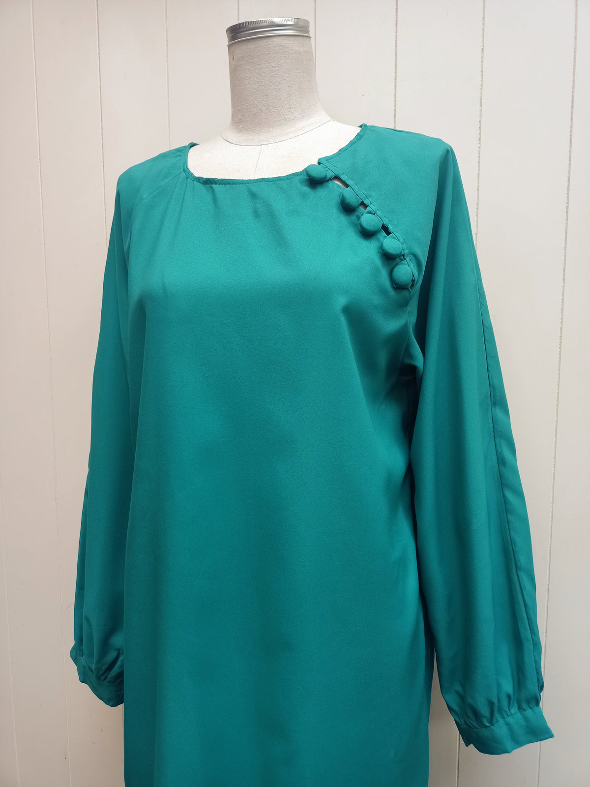 Vintage Teal Button Dress