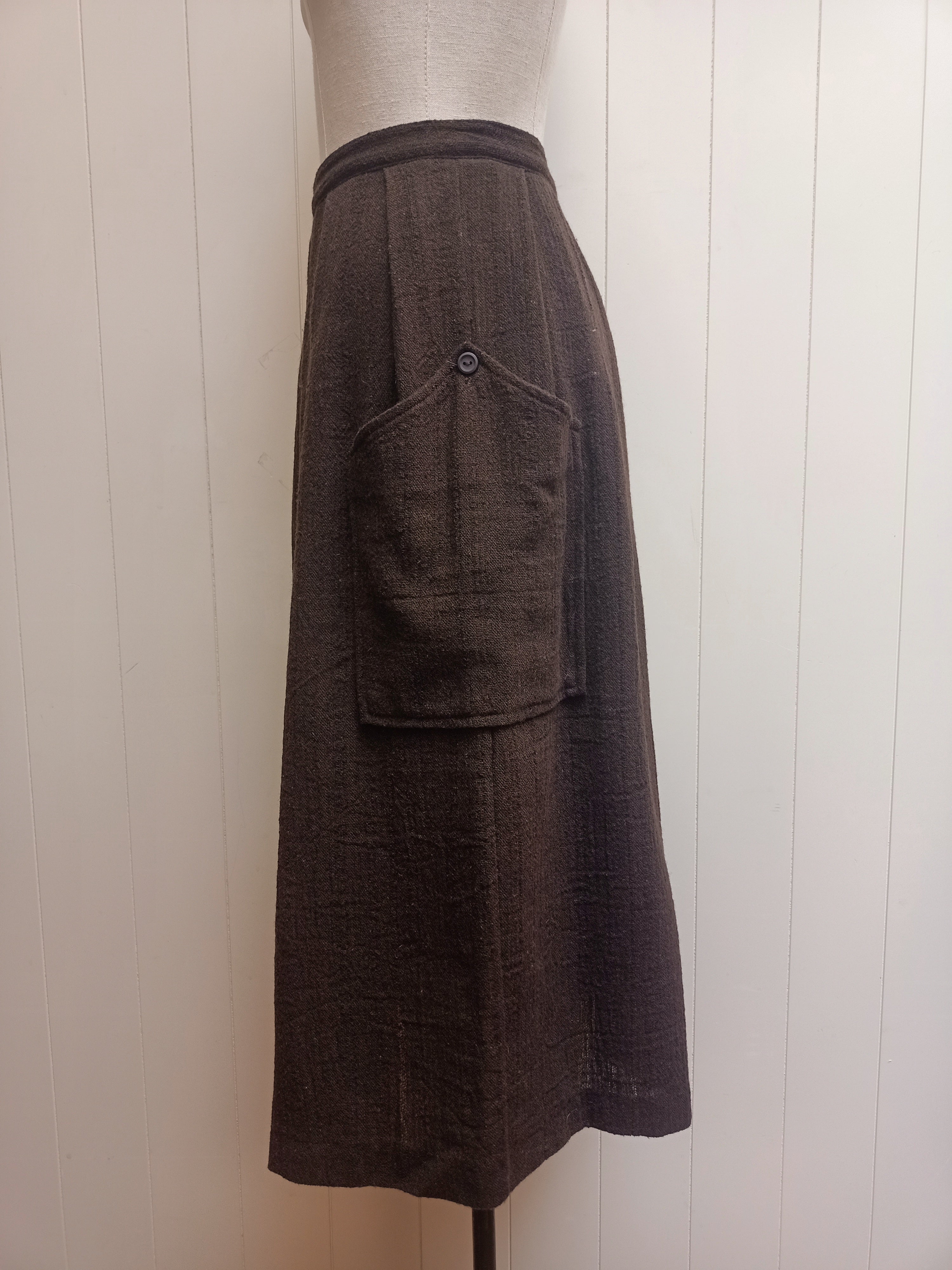 Vintage Statement Pockets Pleated Skirt