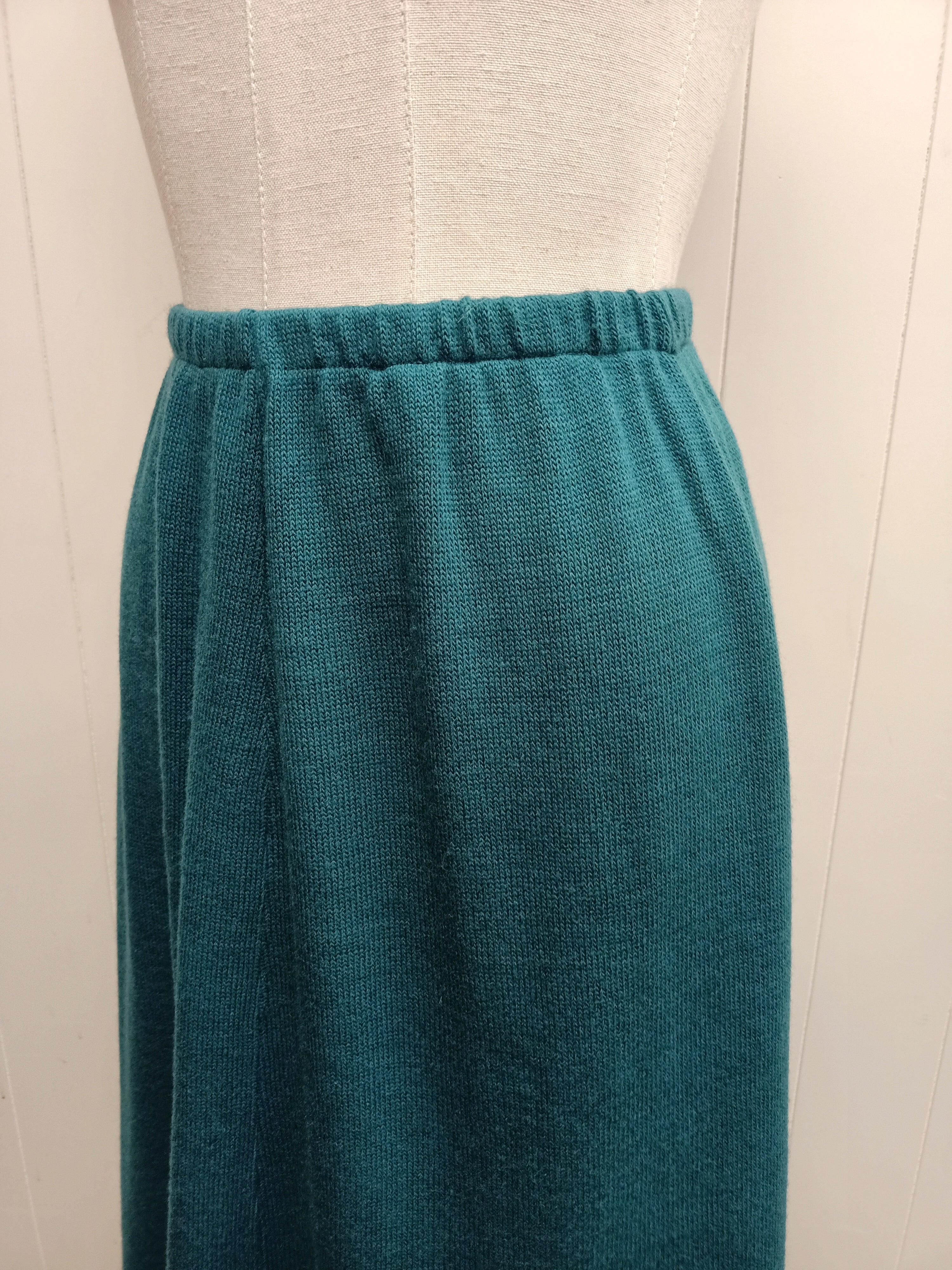 Vintage Teal Jersey Knit Skirt