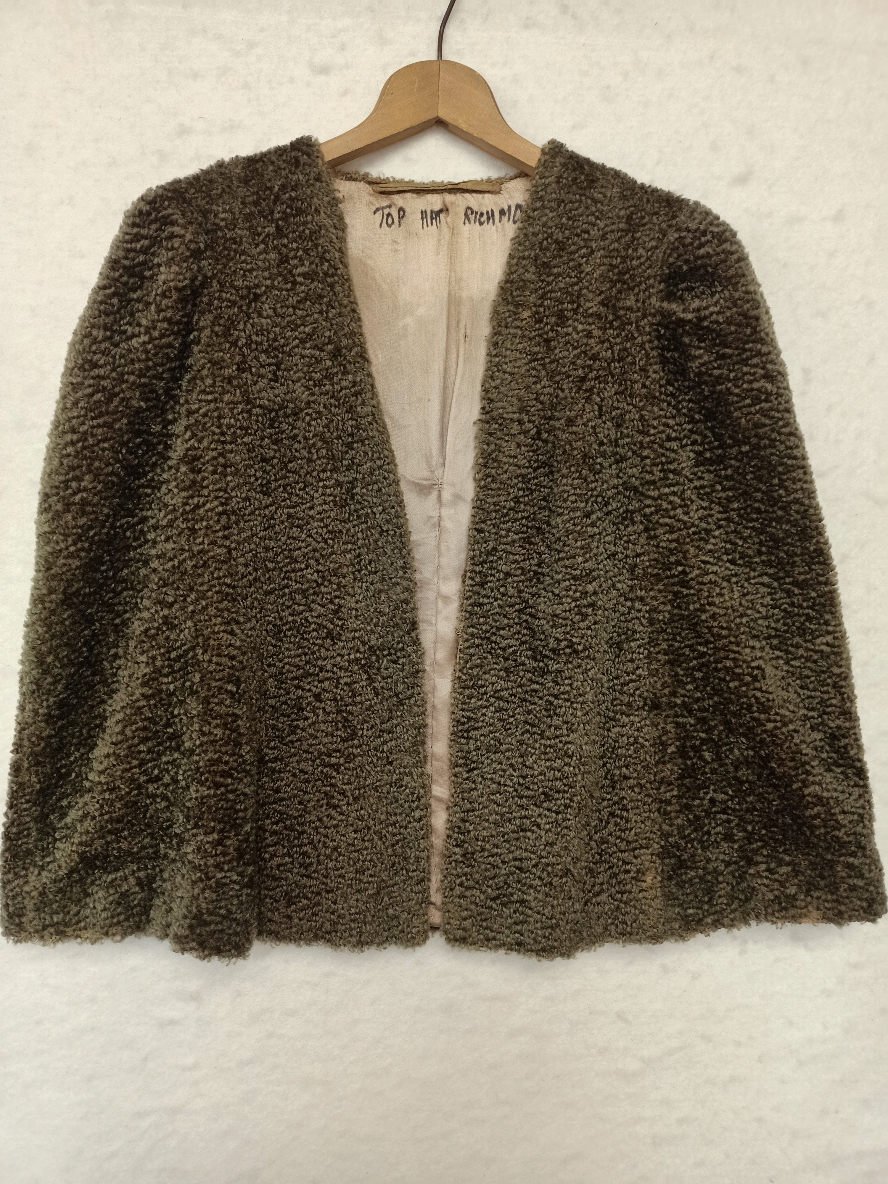 Vintage Sherpa Boucle Green Cape
