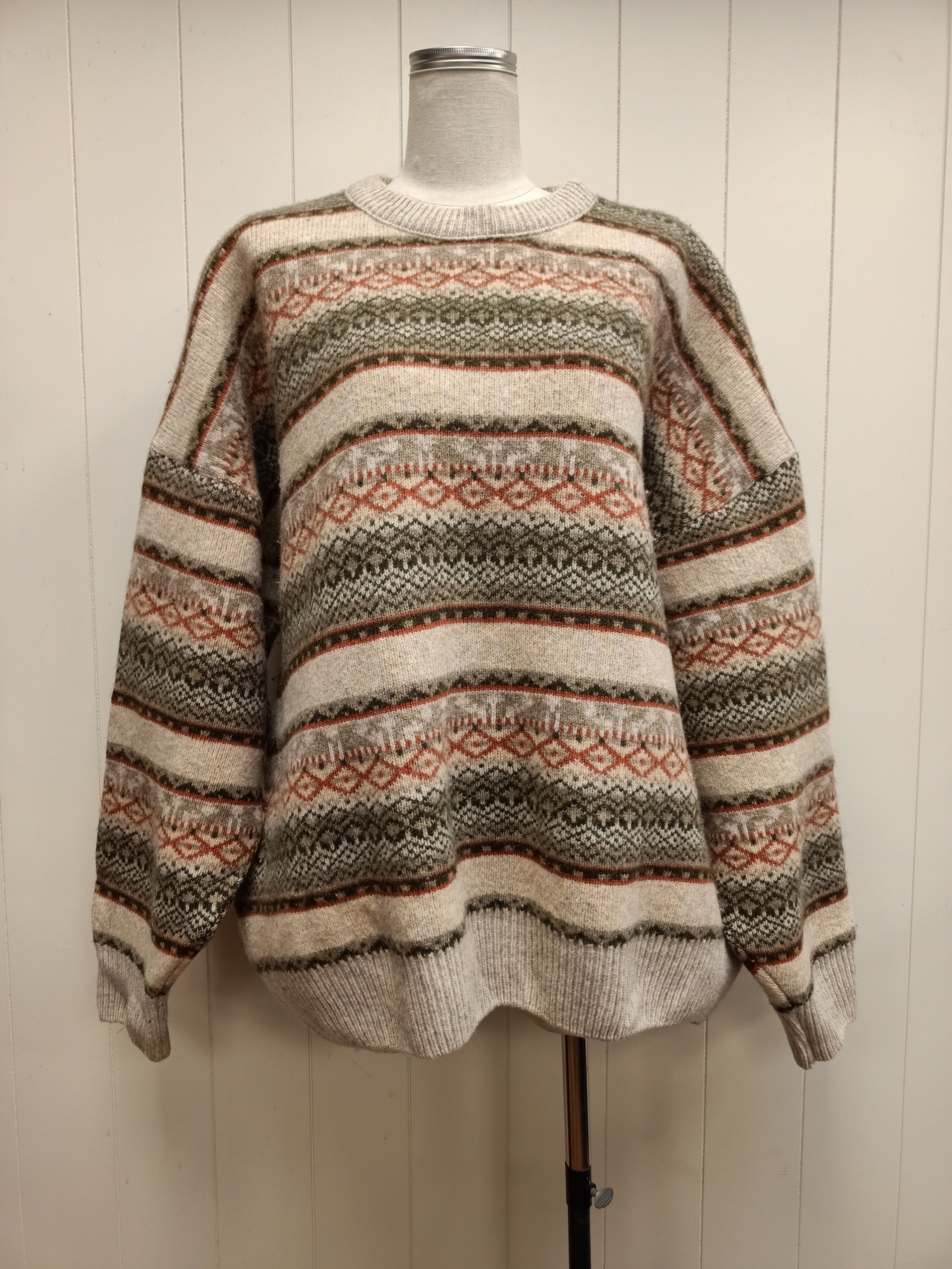 Vintage Mens Nordic Knit Pullover Sweater