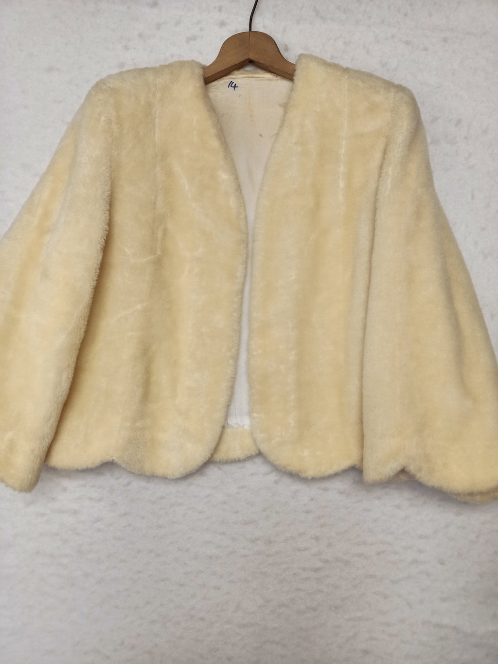 Vintage Yellow Cream Faux Fur Jacket